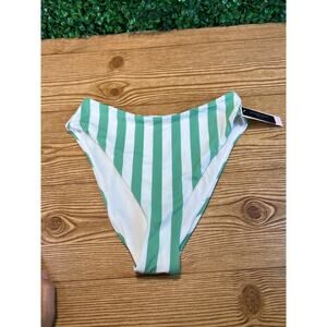 NWT VICTORIAS SECRET Swim Suit Bikini High Waist Bottoms  Green Stripe Size S